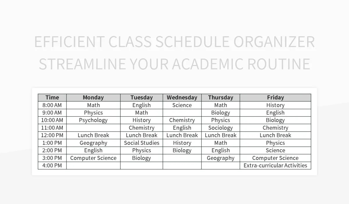 Efficient Class Schedule Organizer Streamline Your Academic Routine