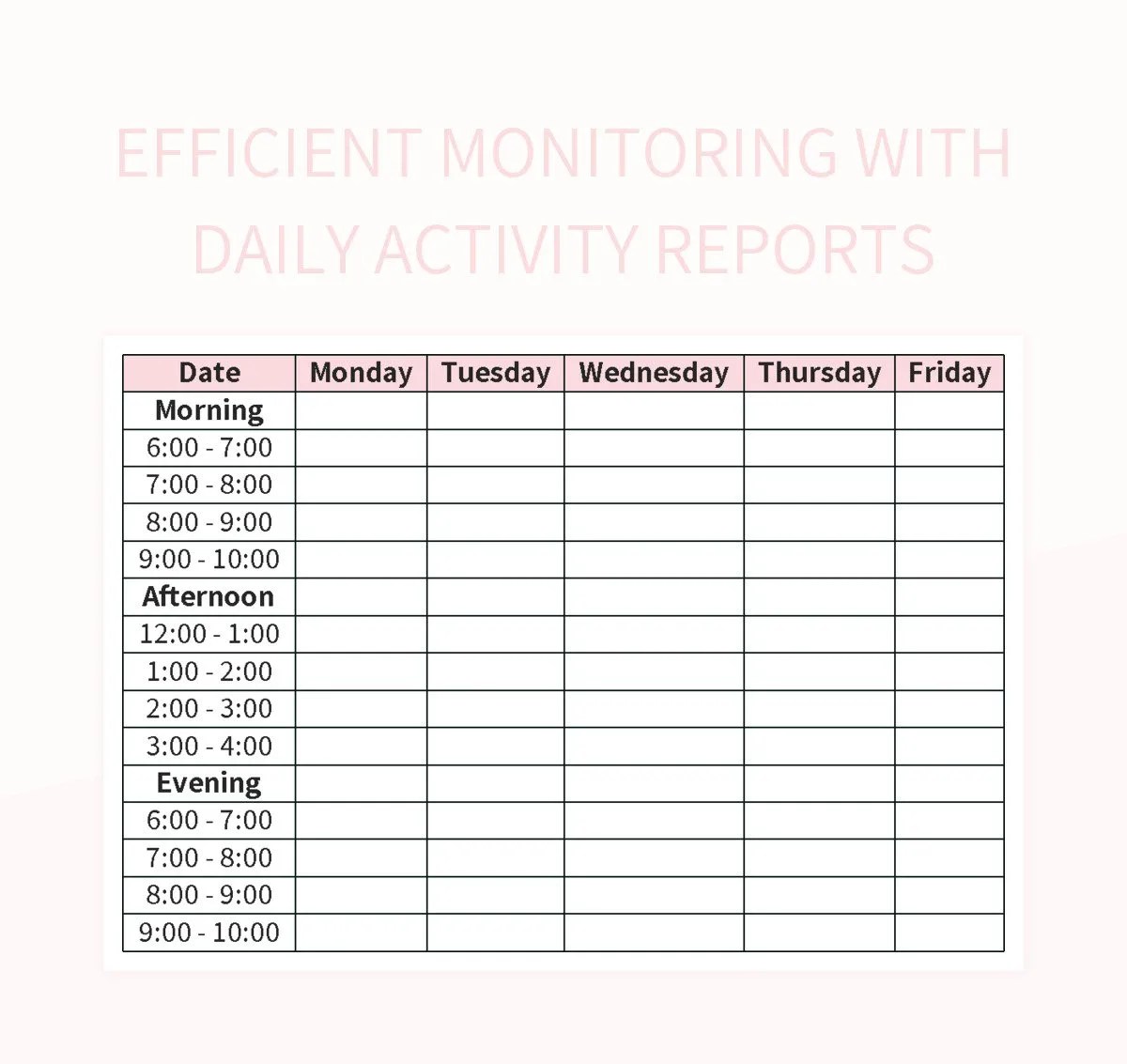 Efficient Monitoring With Daily Activity Reports Excel Template And