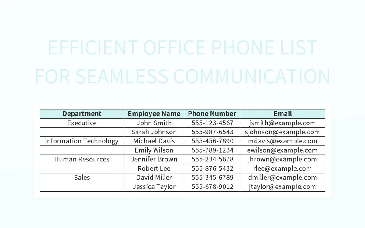 Free Office Phone List Templates For Google Sheets And Microsoft Excel