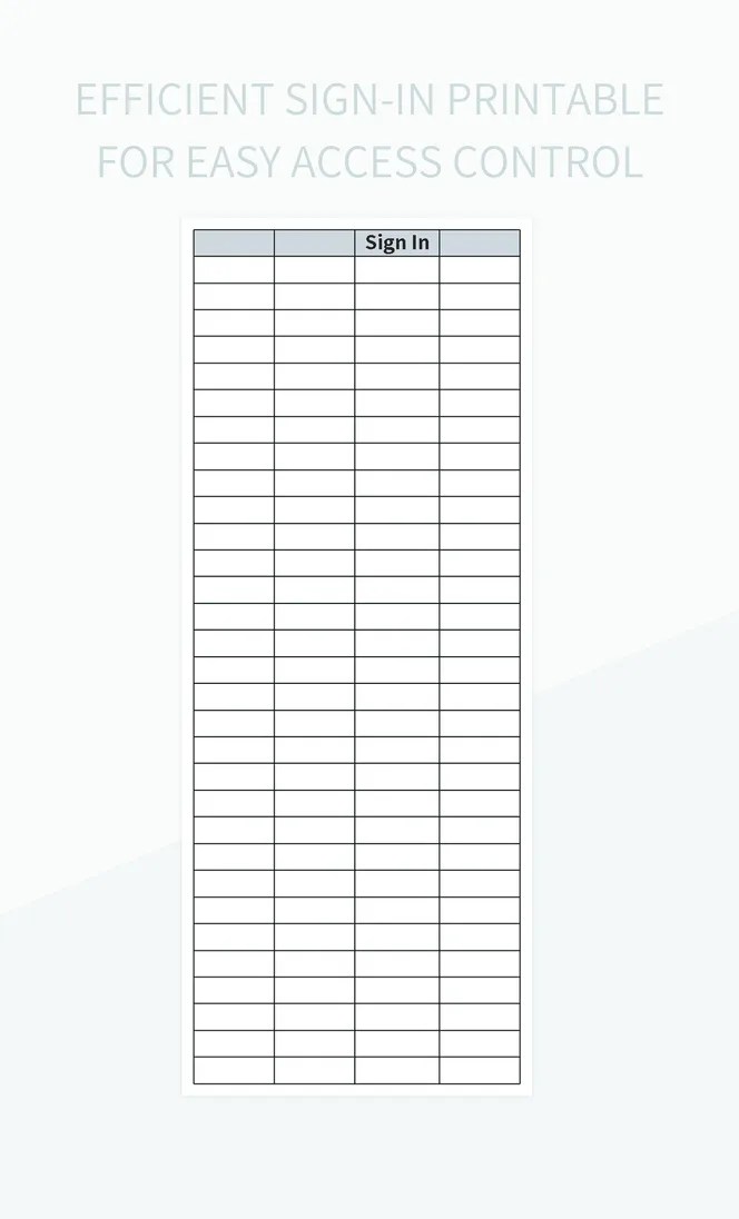 Efficient SignIn Printable For Easy Access Control Excel Template And