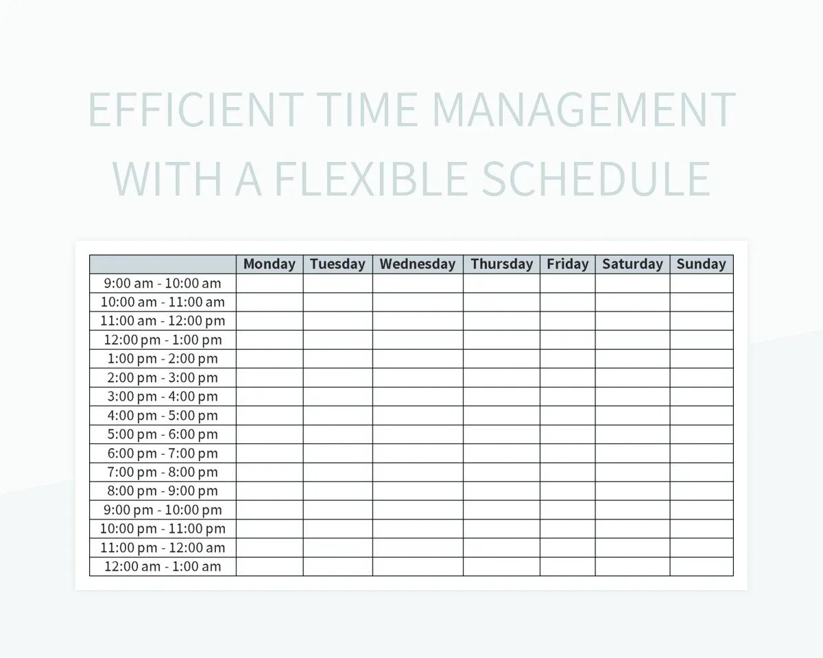 Efficient Time Management With Schedule Chart Excel Template And Google Sheets File For Free