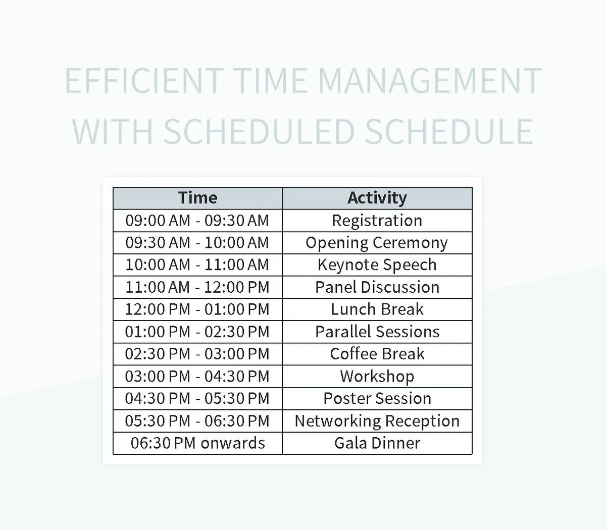 Designing A Comprehensive Schedule For Effective Time Management Excel