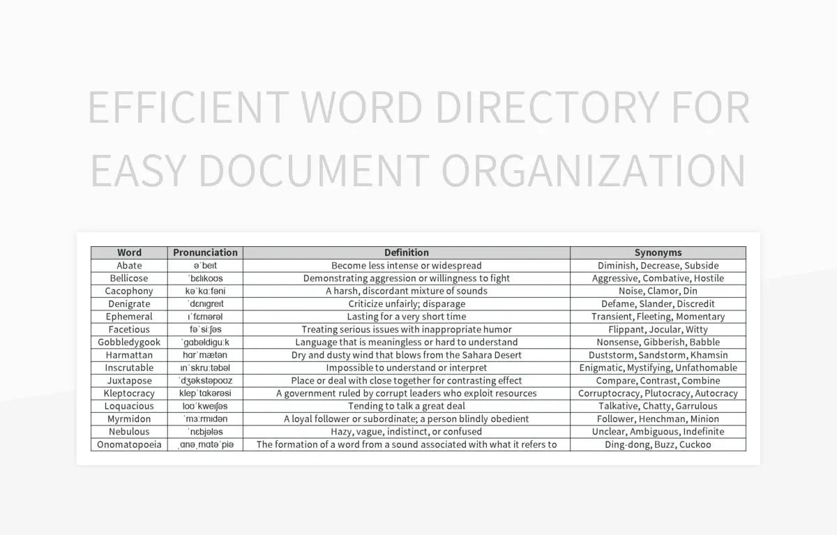 Free File Structure Templates For Google Sheets And Microsoft Excel