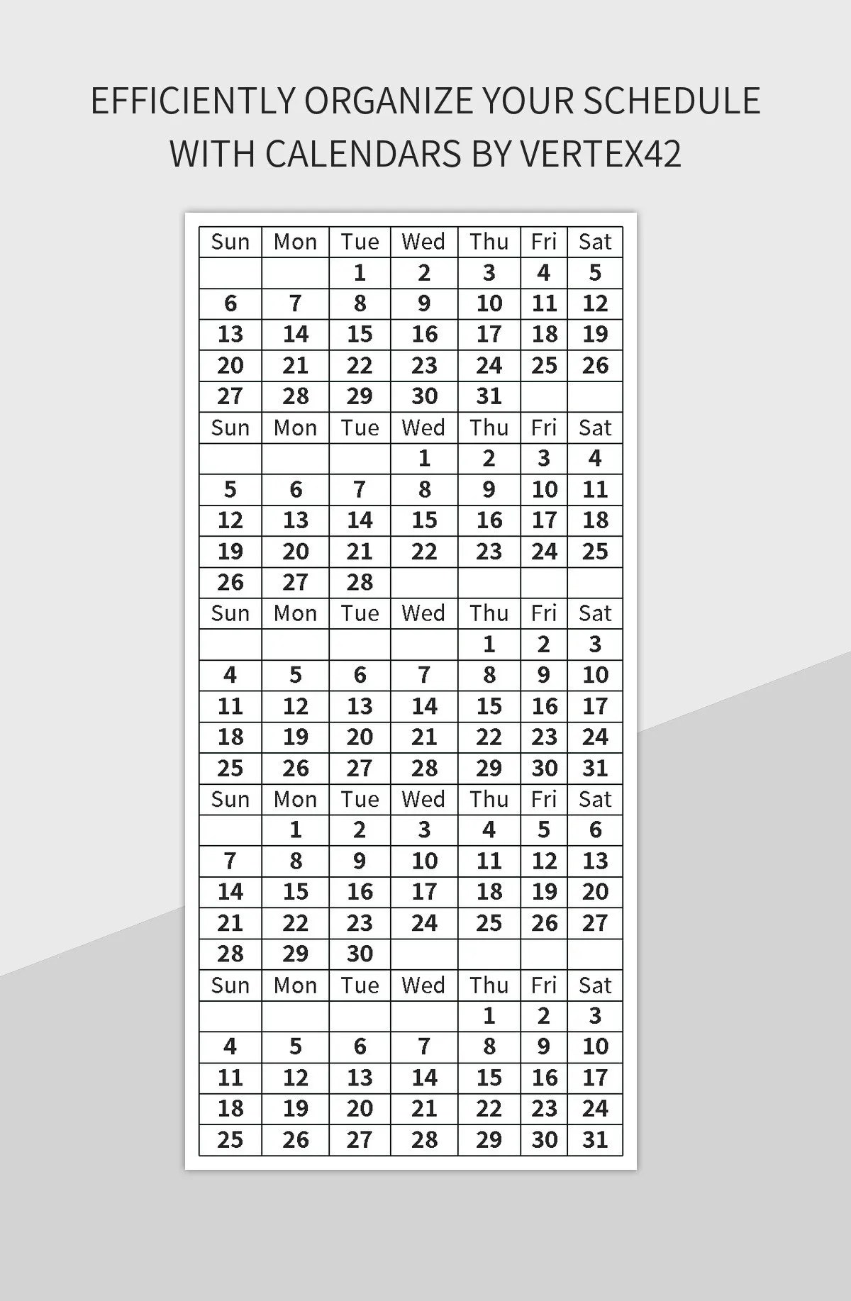 Efficiently Organize Your Schedule With Calendars By Vertex42 Excel