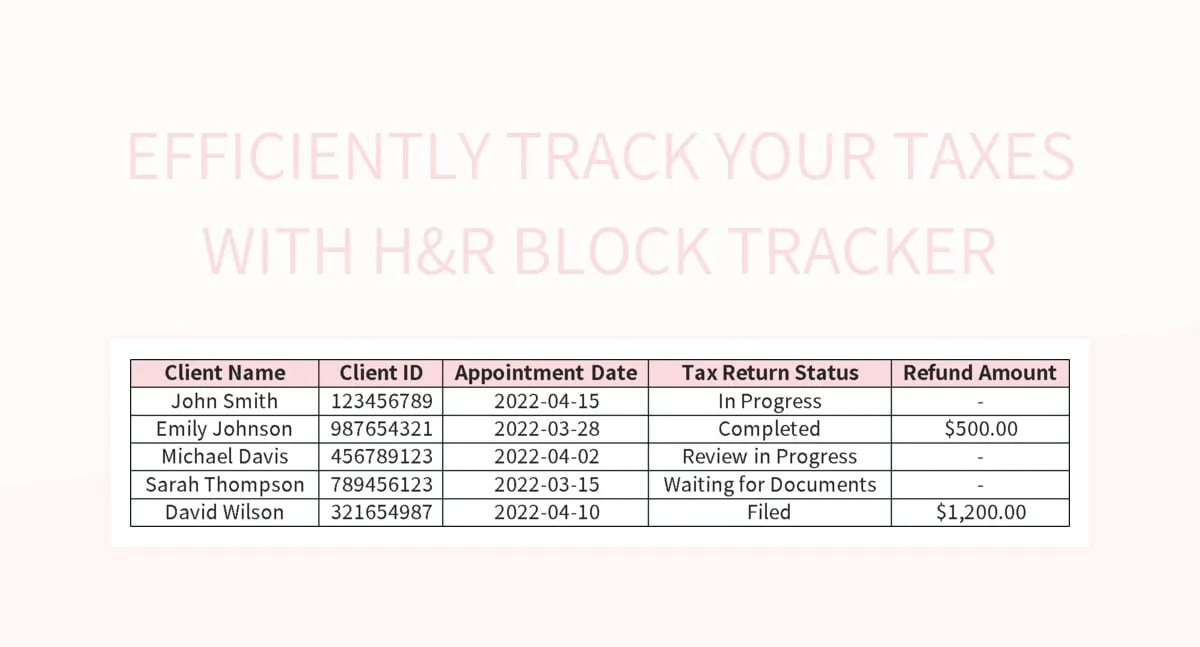 Efficiently Track Your Taxes With H&R Block Tracker Excel Template And