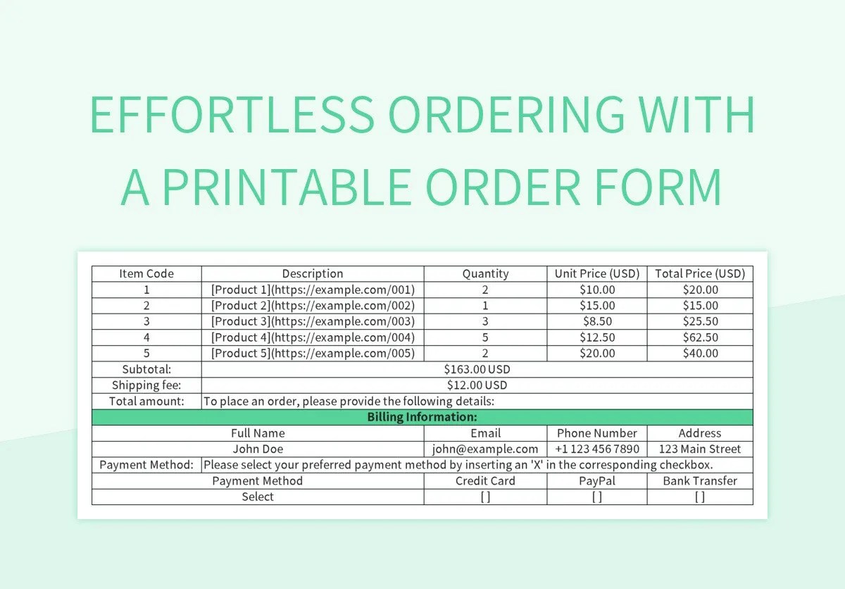 Free Easy Ordering Templates For Google Sheets And Microsoft Excel
