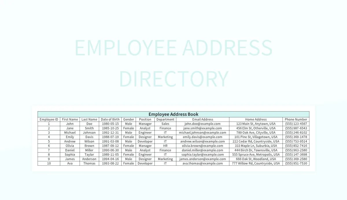 Free Corporate Address Book Templates For Google Sheets And Microsoft