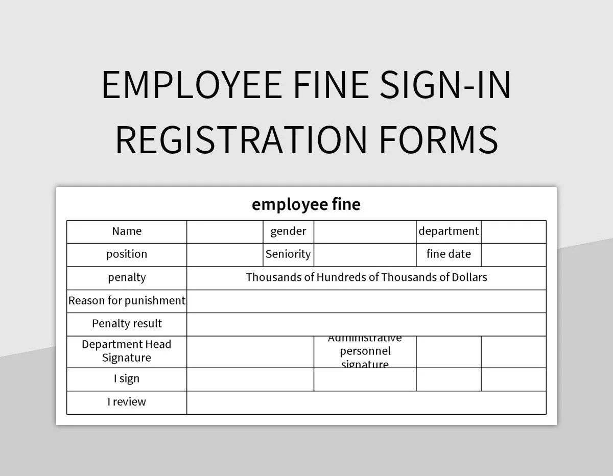 Employee Fine Registration Forms Signin Excel Template And Google