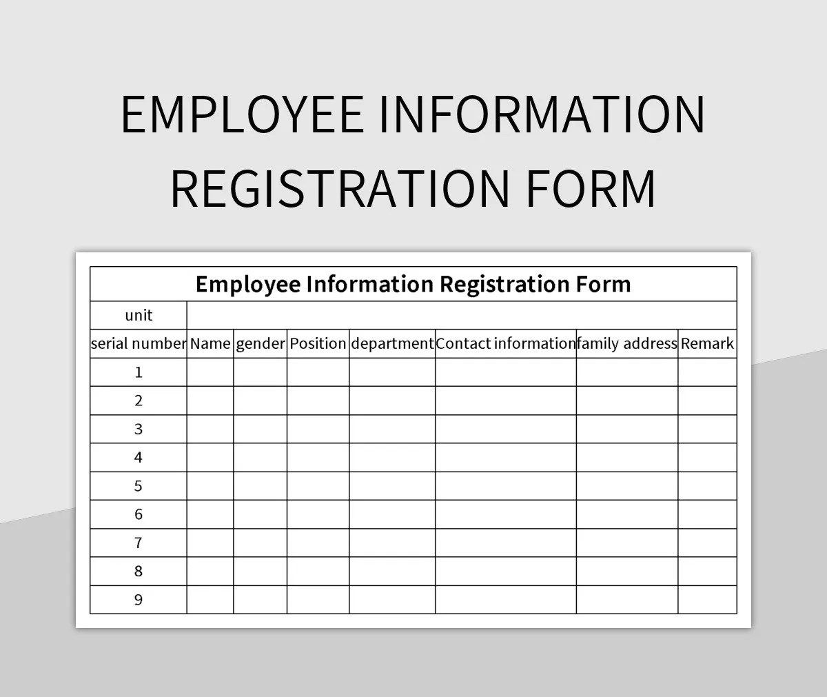 Employee Information Registration Form Excel Template And Google Sheets