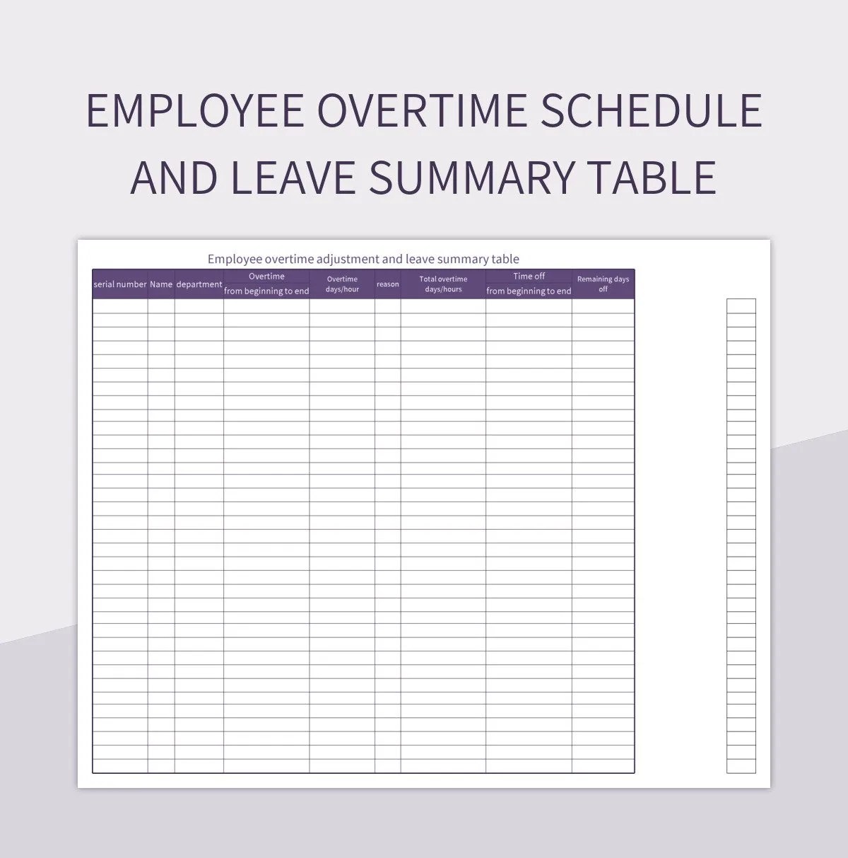 Employee Overtime Schedule And Leave Summary Table Excel Template And