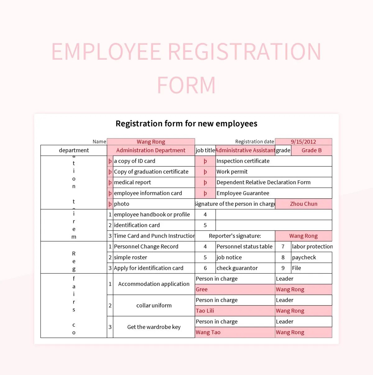 Employee Registration Form Excel Template And Google Sheets File For