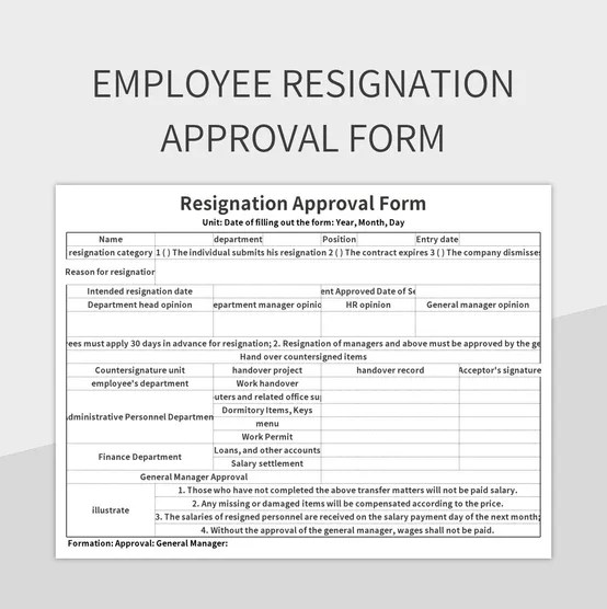 Employee Resignation Approval Form Excel Template And Google Sheets