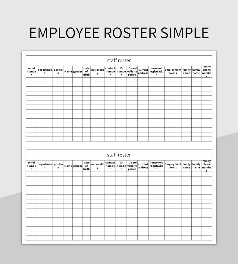 Free Roster Templates For Google Sheets And Microsoft Excel Slidesdocs