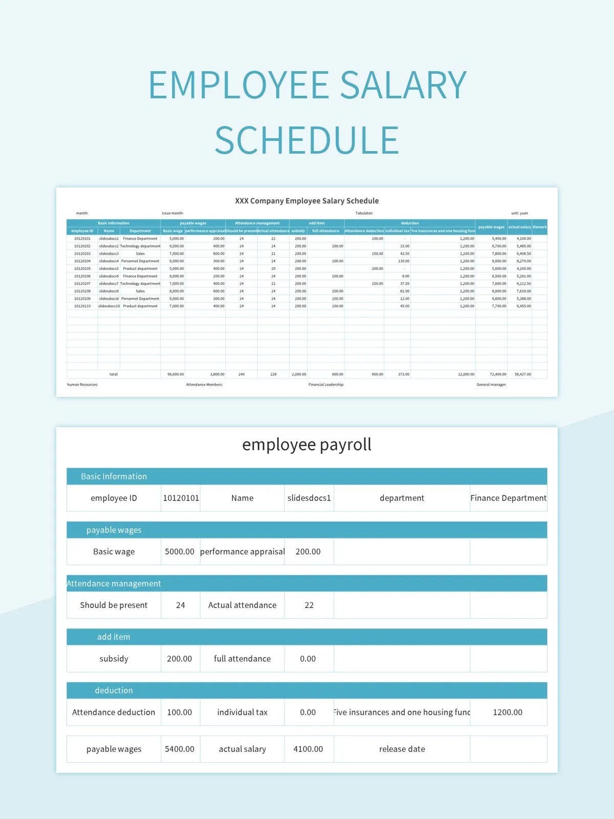 Employee Salary Schedule Excel Template And Google Sheets File For Free