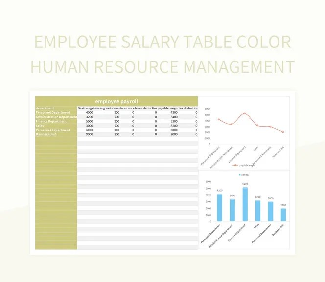 Employee Salary Table Color Human Resource Management Excel Template