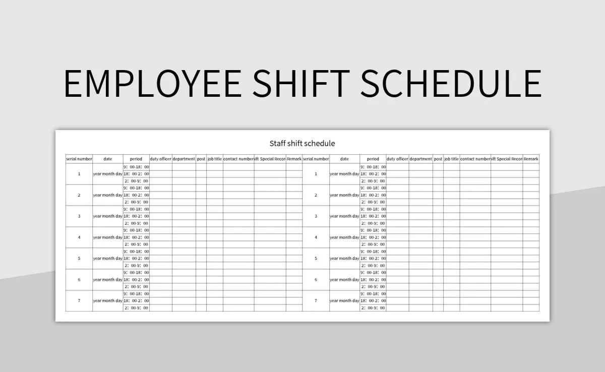 Free Employee Shift Schedule Templates For Google Sheets And Microsoft