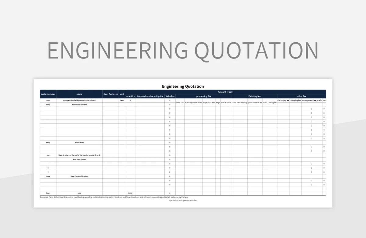 Engineering Quotation Excel Template And Google Sheets File For Free
