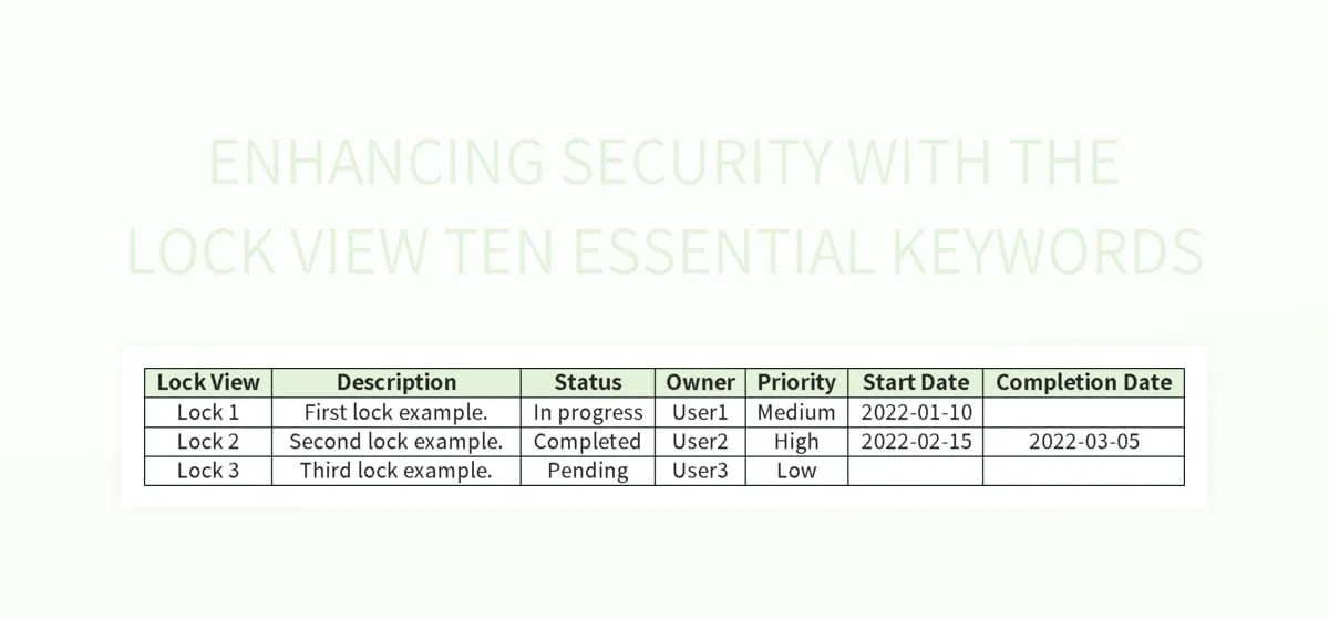 Free The Lock View Templates For Google Sheets And Microsoft Excel