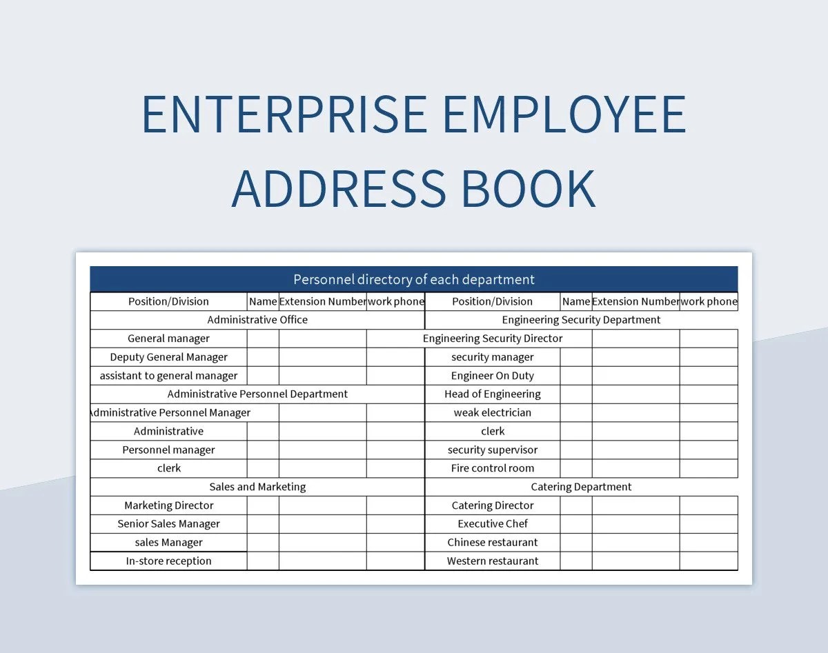 Enterprise Employee Address Book Excel Template And Google Sheets File