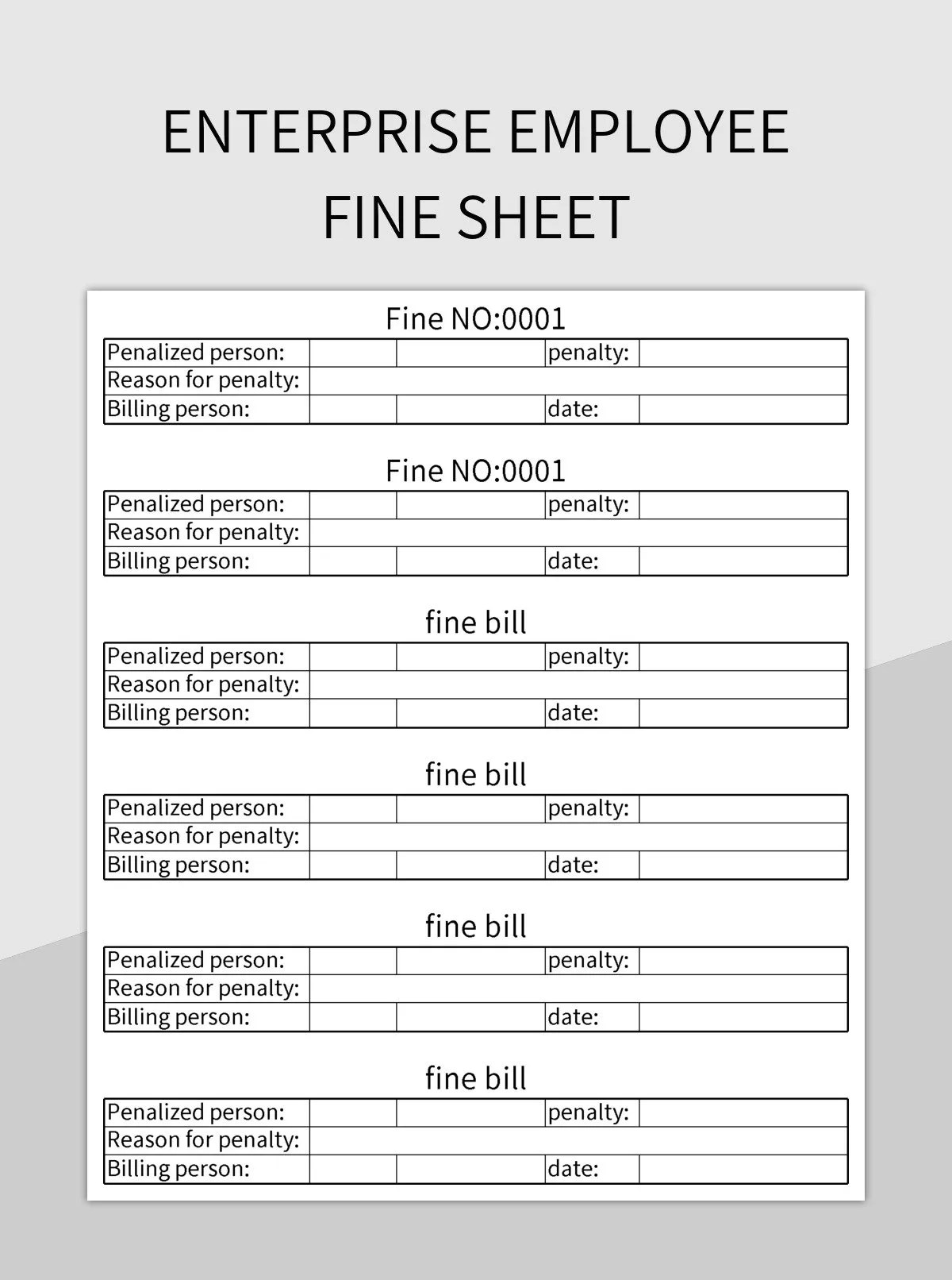 Enterprise Employee Fine Sheet Excel Template And Google Sheets File