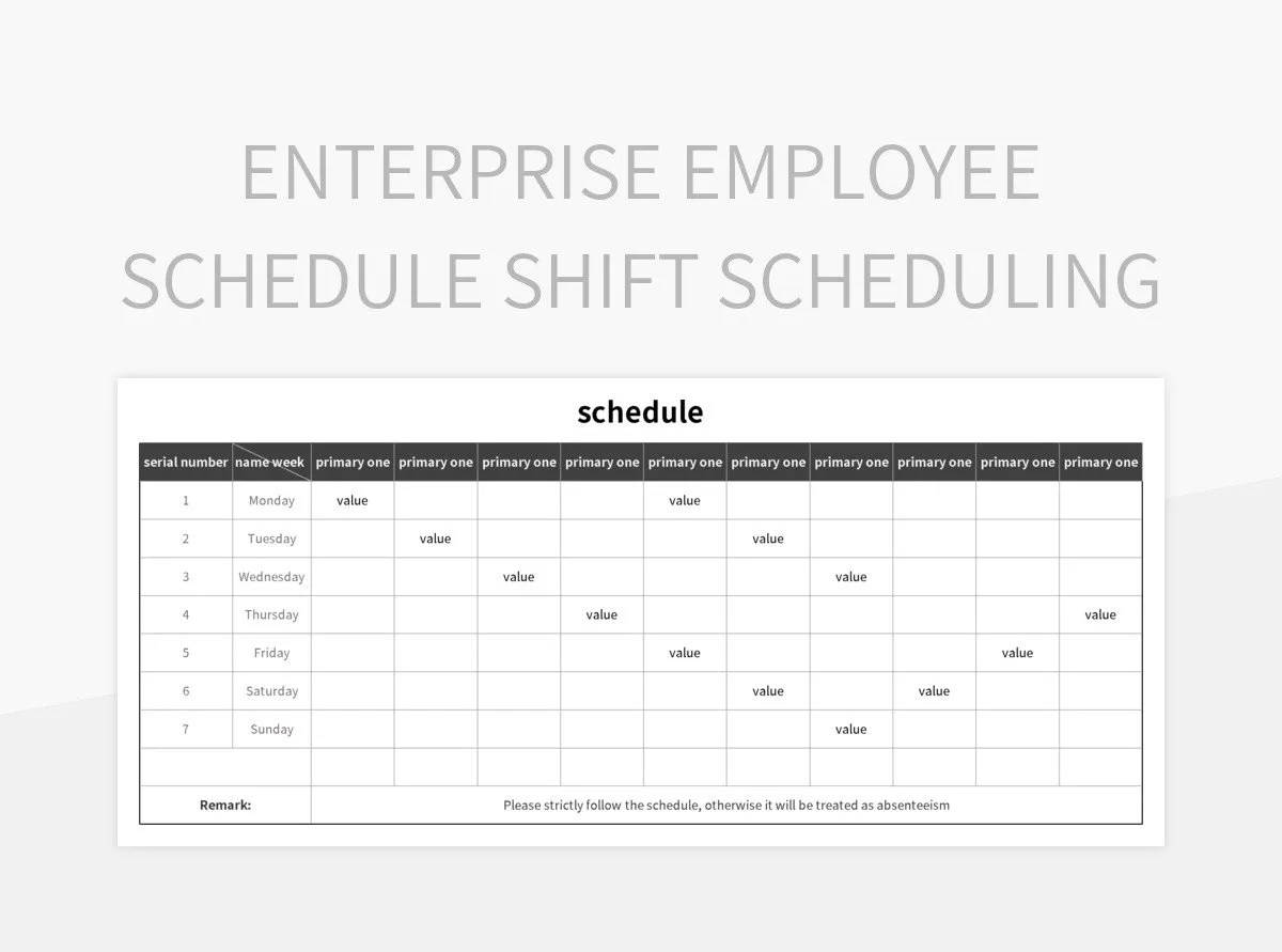 Enterprise Employee Schedule Shift Scheduling Excel Template And Google
