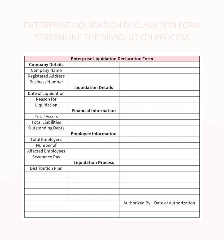 Enterprise Liquidation Declaration Form Streamline The Dissolution