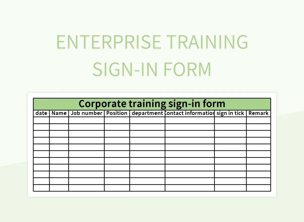 Free Enterprise Training Sign In Form Templates For Google Sheets And