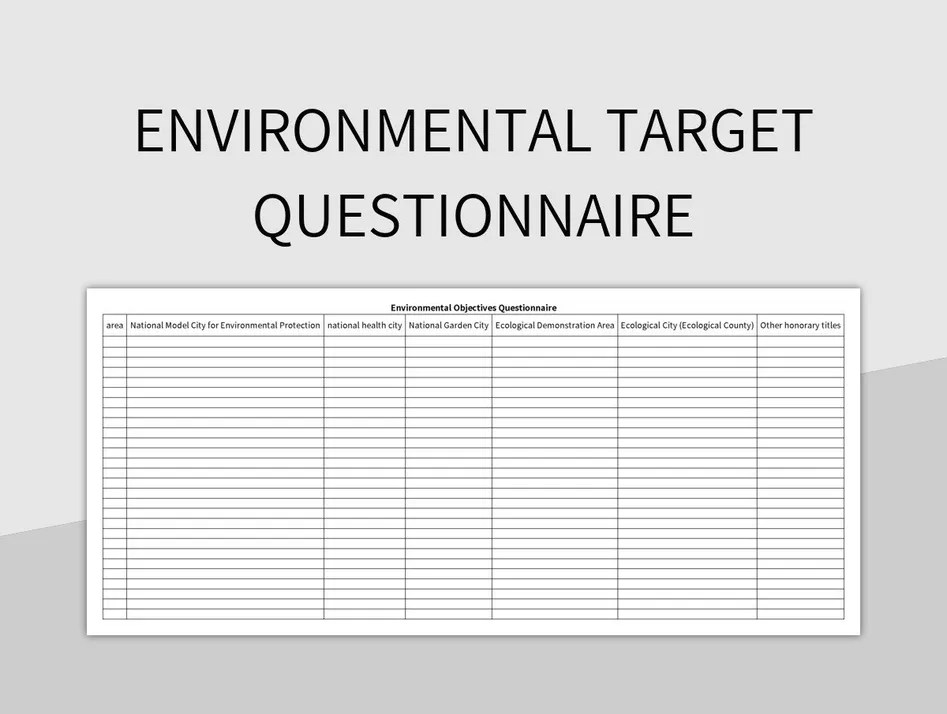 Environmental Target Questionnaire Excel Template And Google Sheets