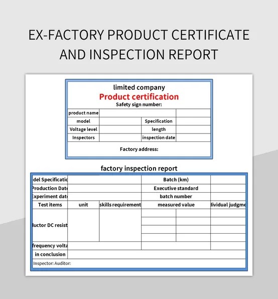 Exfactory Product Certificate And Inspection Report Excel Template And