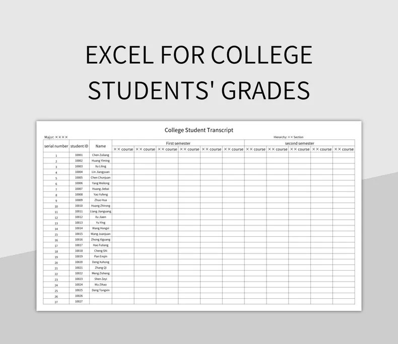 Excel For College Students' Grades Excel Template And Google Sheets File For Free Download