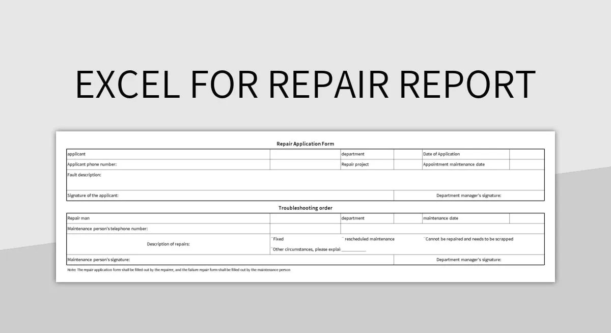 EXCEL For Repair Report Excel Template And Google Sheets File For Free