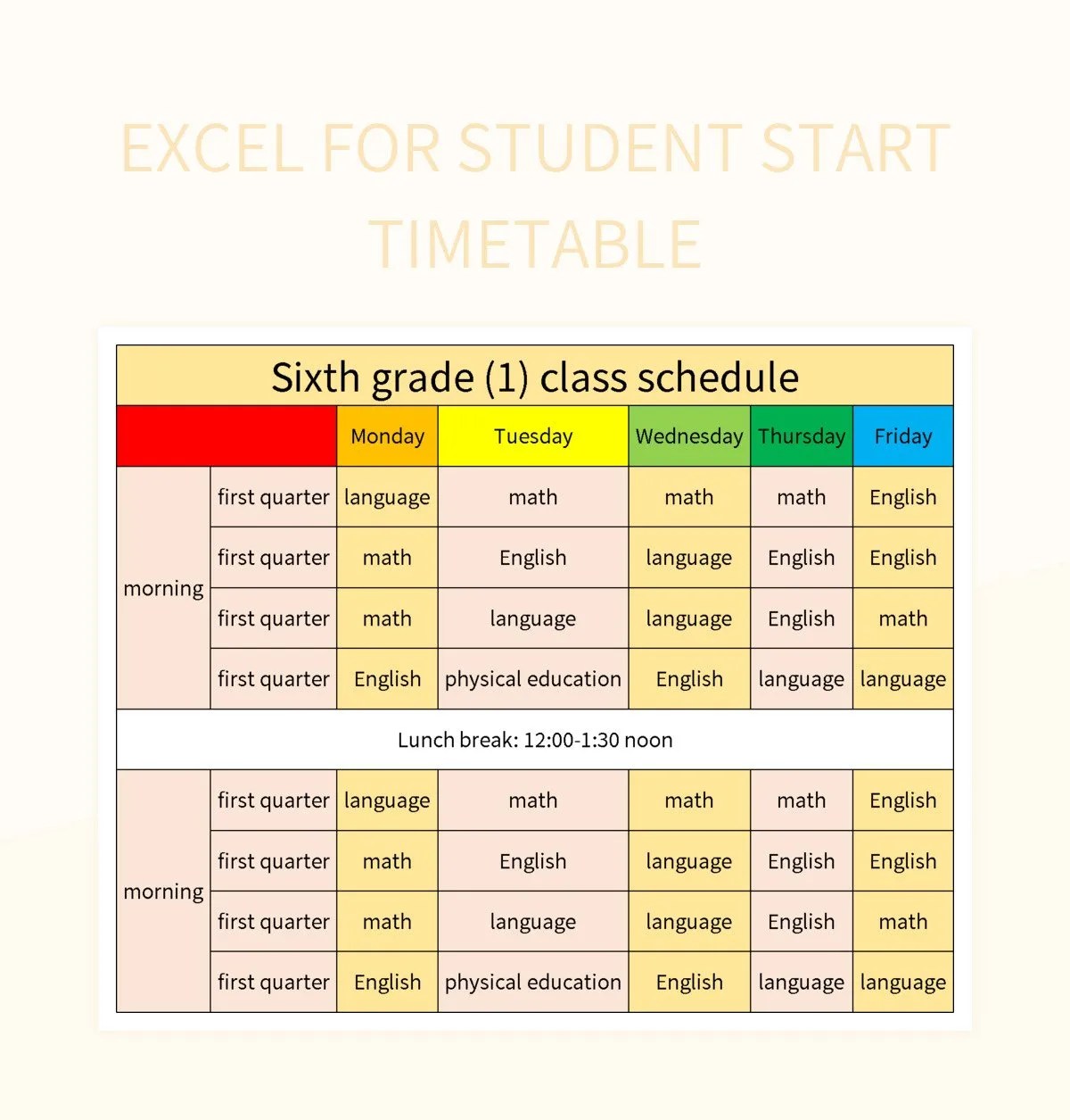 Excel For Student Start Timetable Excel Template And Google Sheets File