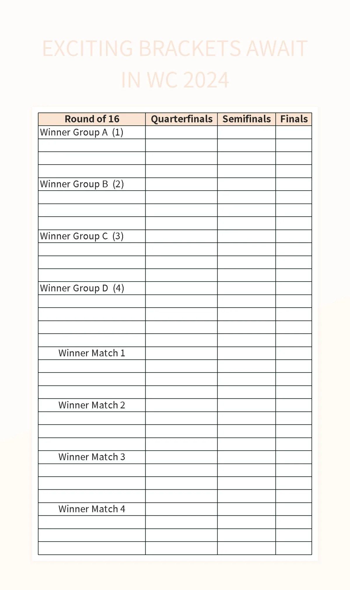 Exciting Brackets Await In WC 2024 Excel Template And Google Sheets