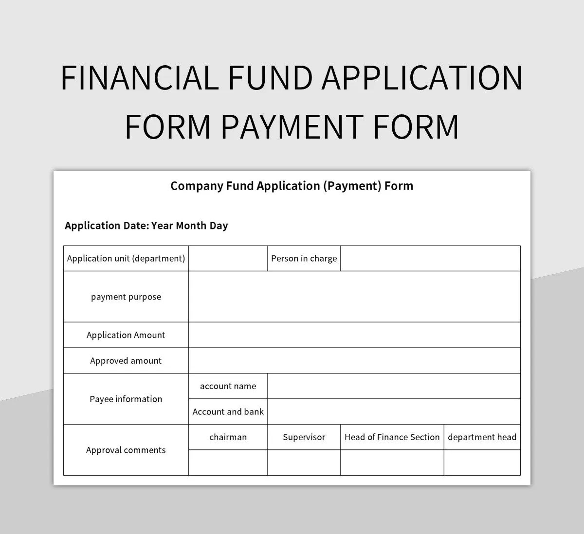 Free Financial Fund Application Form Payment Form Templates For Google