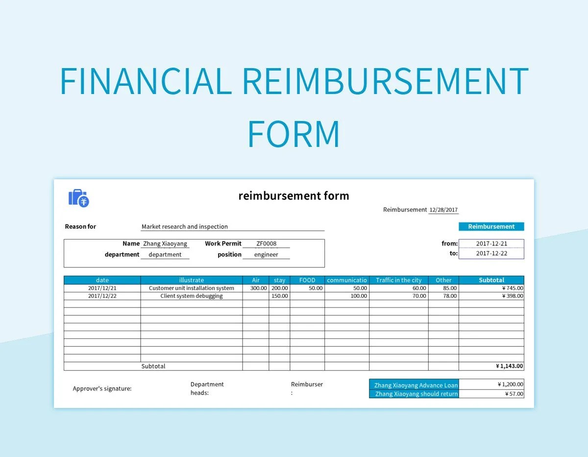Free Financial Statement Expense Reimbursement Form Templates For