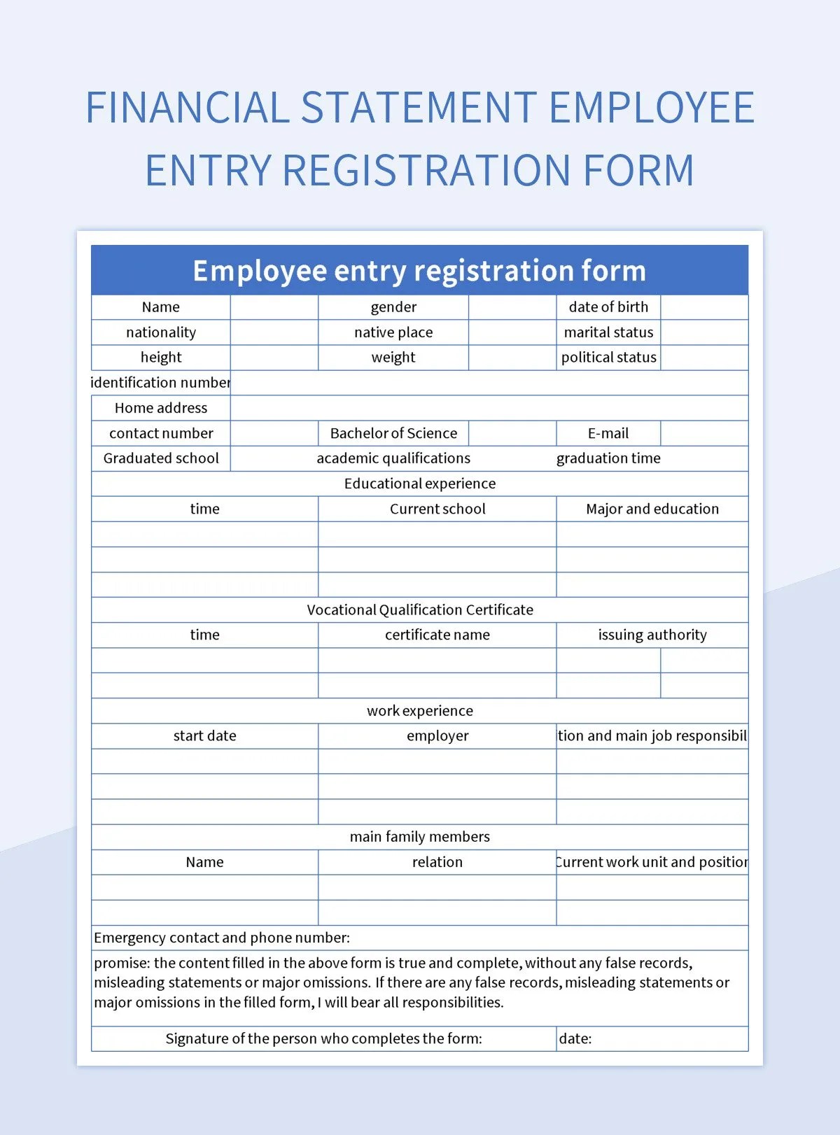 Free Employee Onboarding Registration Templates For Google Sheets And