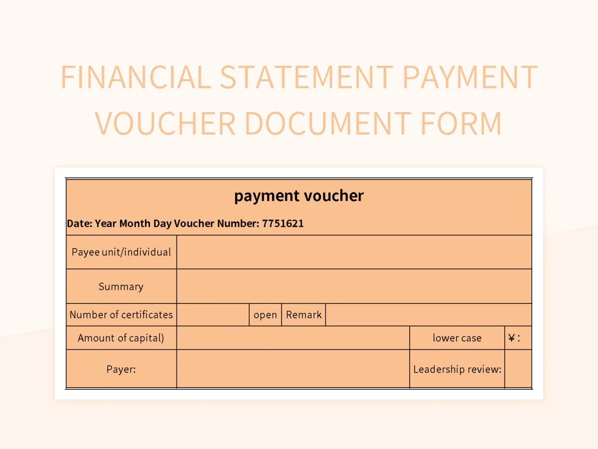 Financial Statement Payment Voucher Document Form Excel Template And