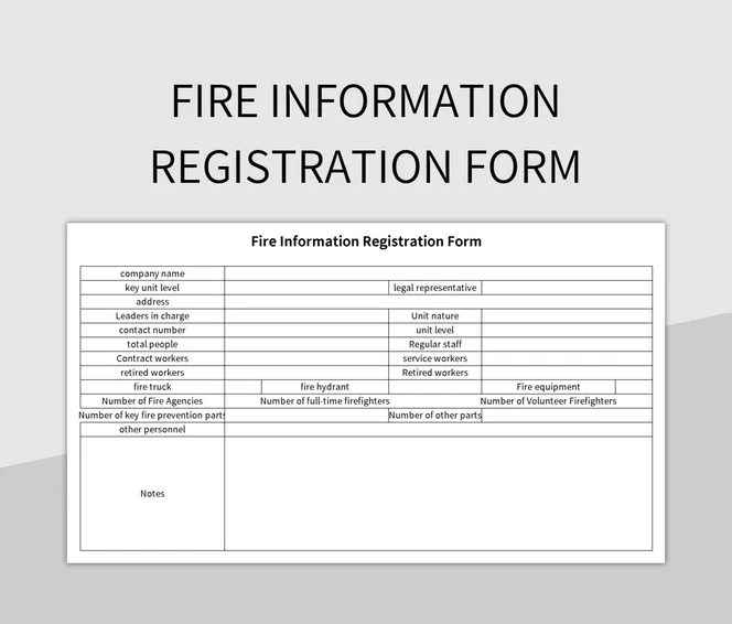Fire Information Registration Form Excel Template And Google Sheets