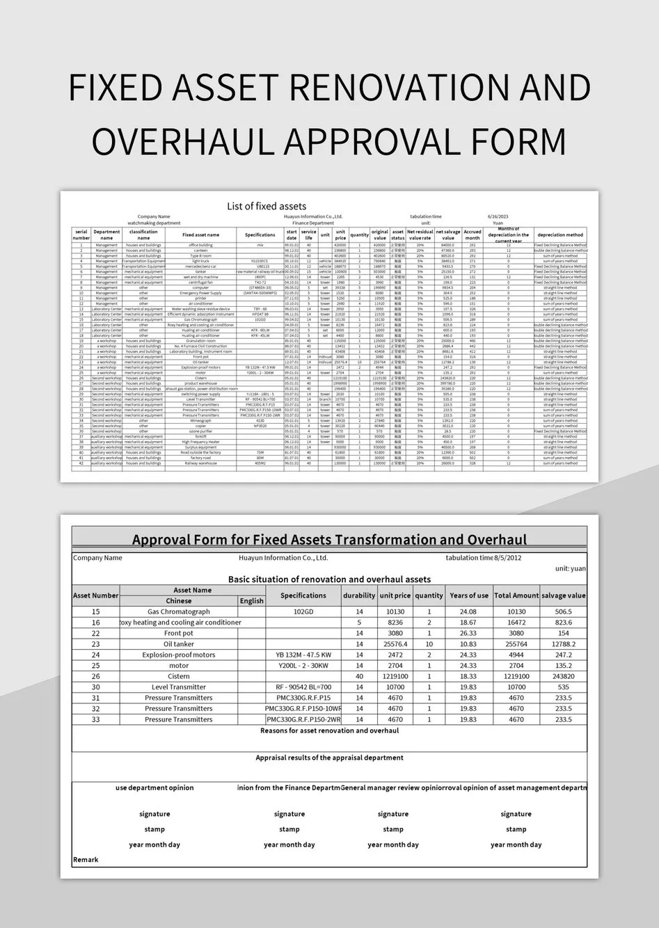 Fixed Asset Renovation And Overhaul Approval Form Excel Template And