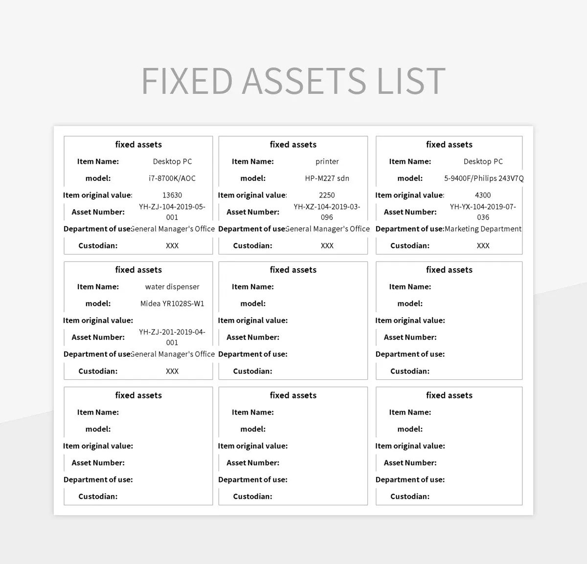 Free Fixed Asset Sheet Templates For Google Sheets And Microsoft Excel