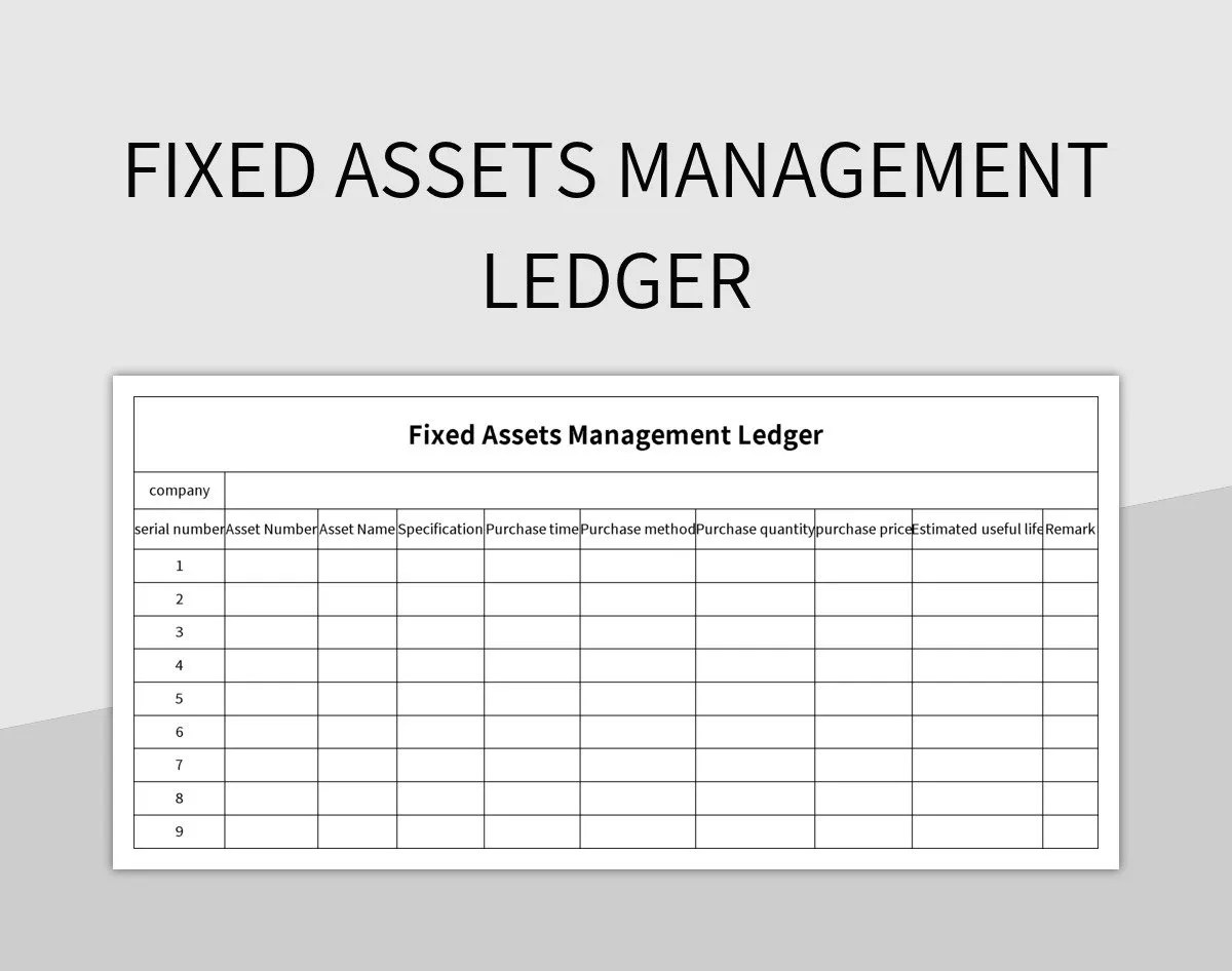 Fixed Assets Management Ledger Excel Template And Google Sheets File