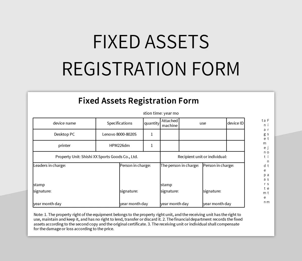 Free Fixed Assets Registration Form Templates For Google Sheets And