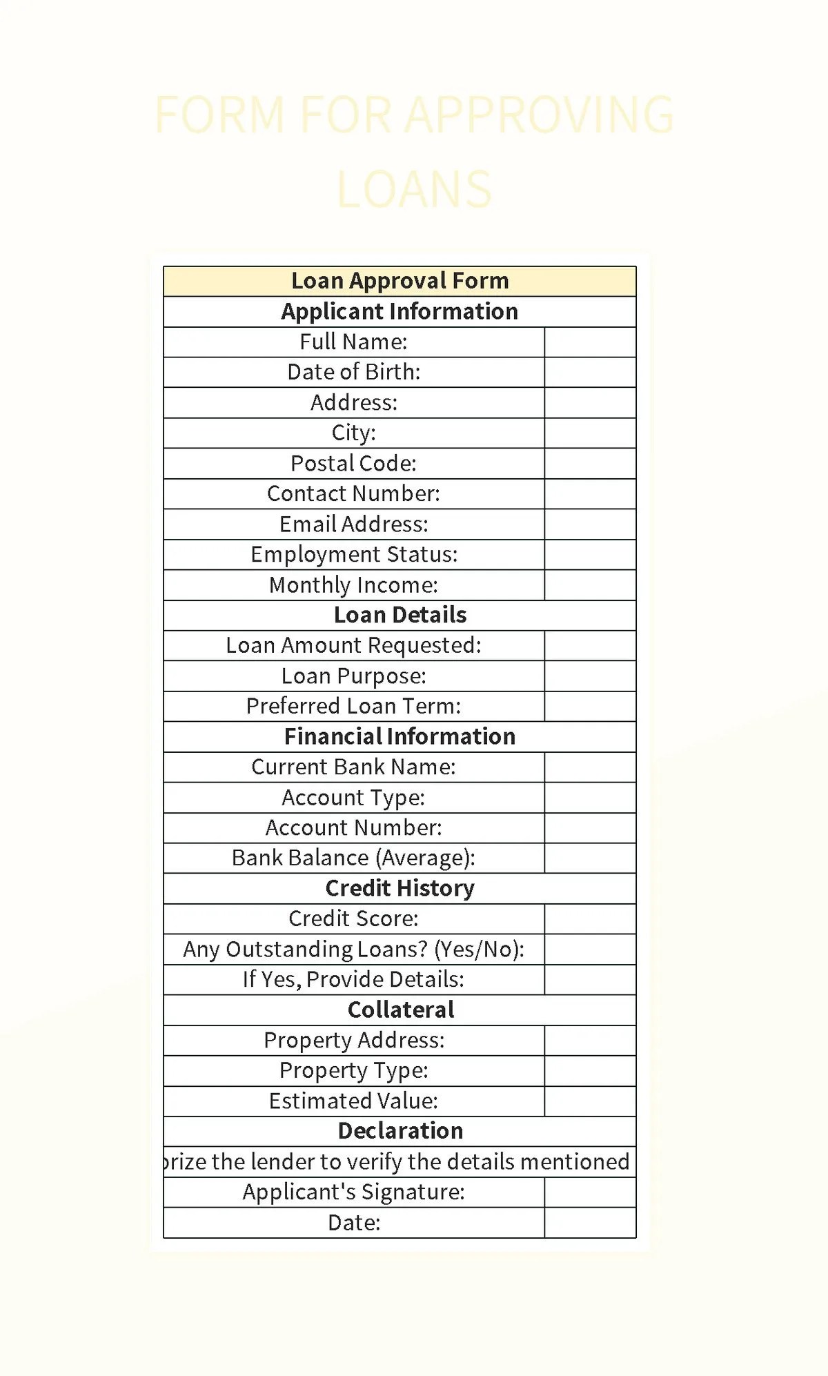 Free Employee Loan Form Templates For Google Sheets And Microsoft Excel
