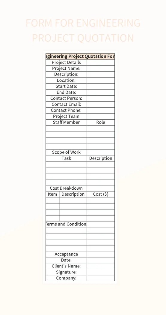Form For Engineering Project Quotation Excel Template And Google Sheets