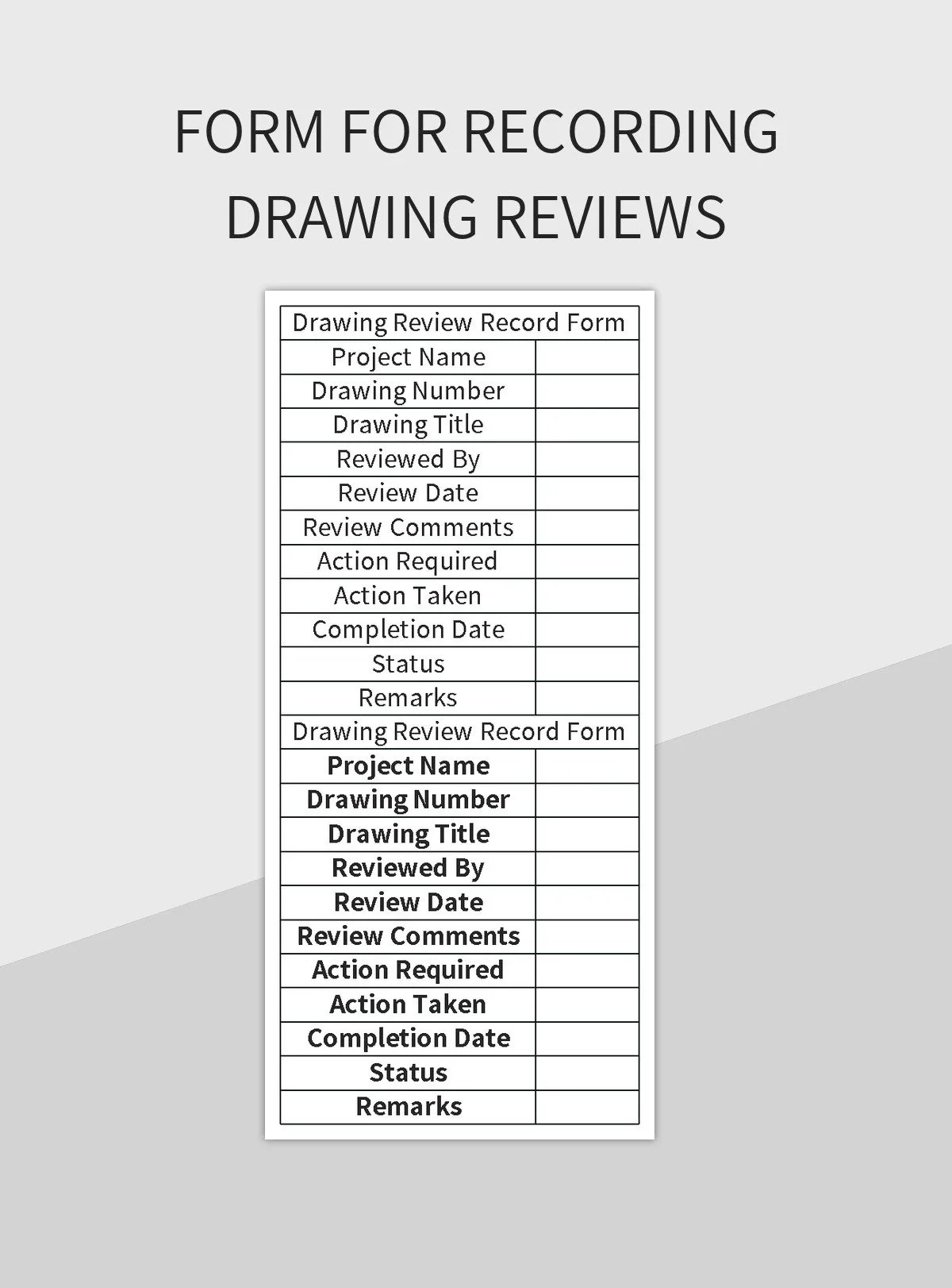 Form For Recording Drawing Reviews Excel Template And Google Sheets