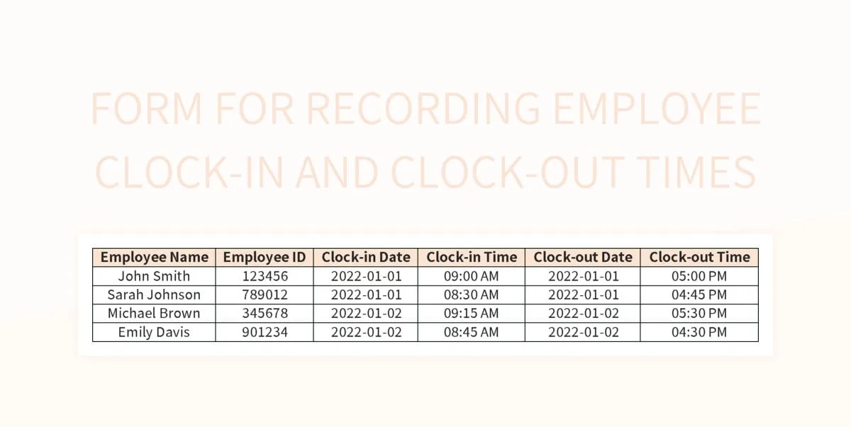 Free Employee Clock In Record Templates For Google Sheets And Microsoft