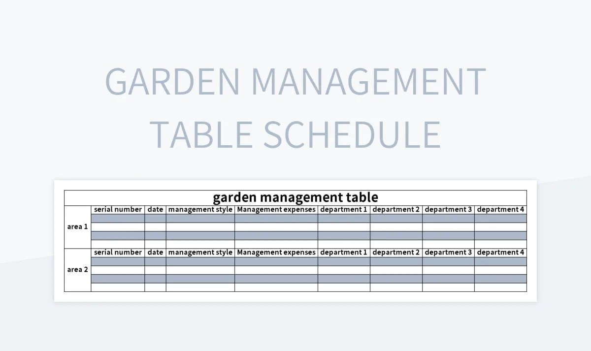 Garden Management Table Schedule Excel Template And Google Sheets File