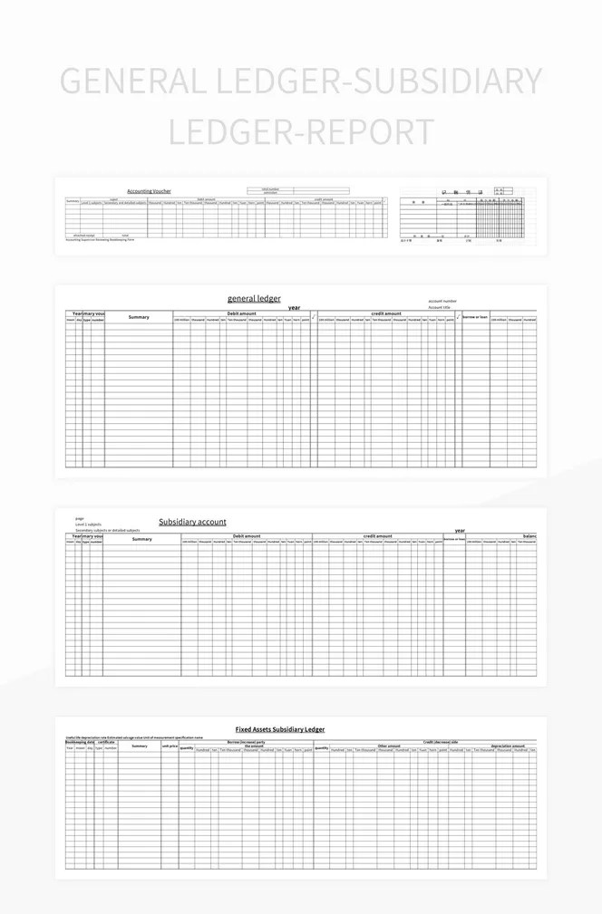 General LedgerSubsidiary LedgerReport Excel Template And Google