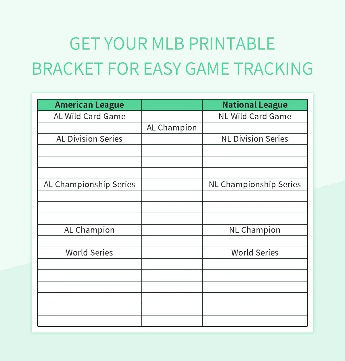 Get Your MLB Printable Bracket For Easy Game Tracking Excel Template
