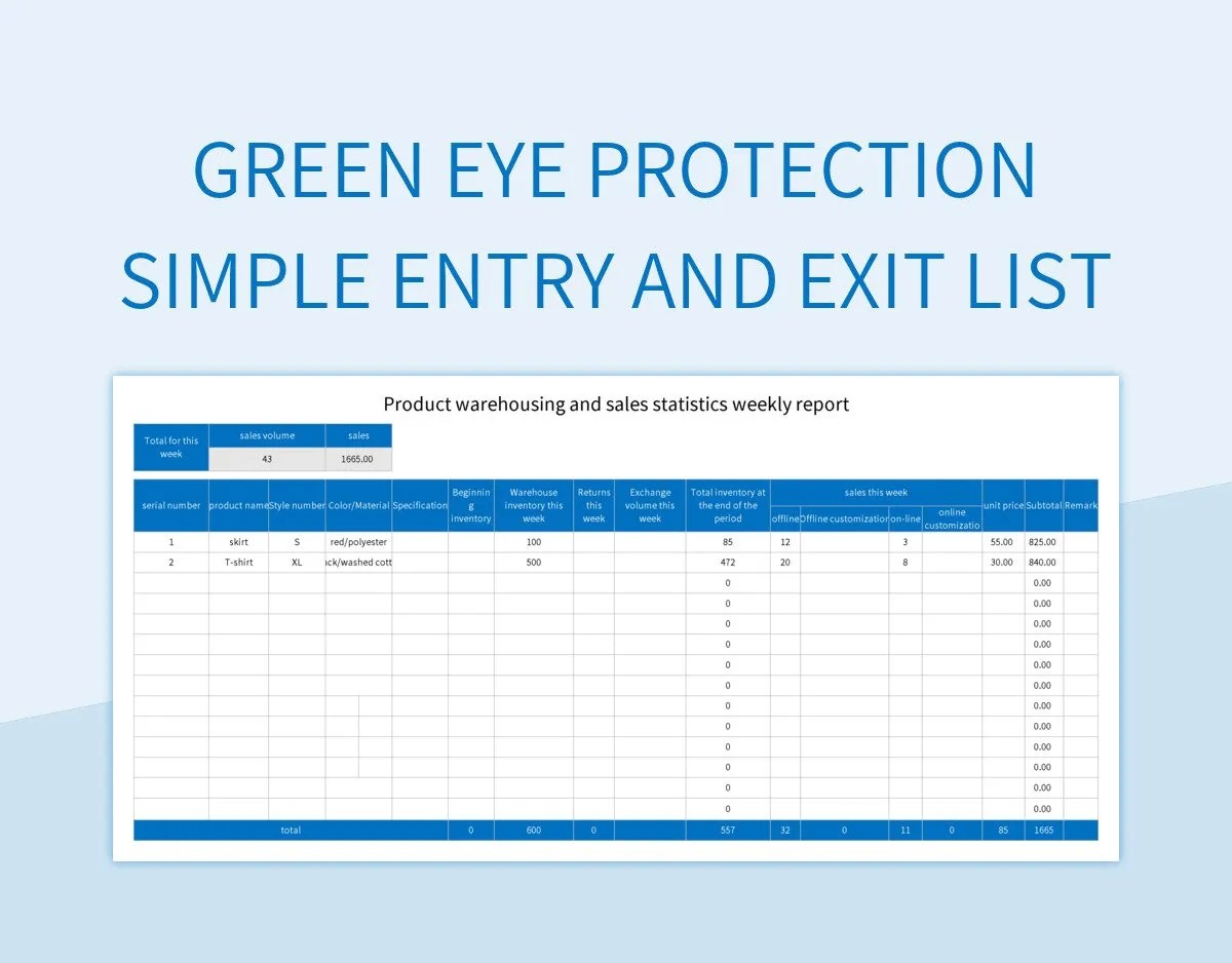 Free Green Eye Protection Templates For Google Sheets And Microsoft